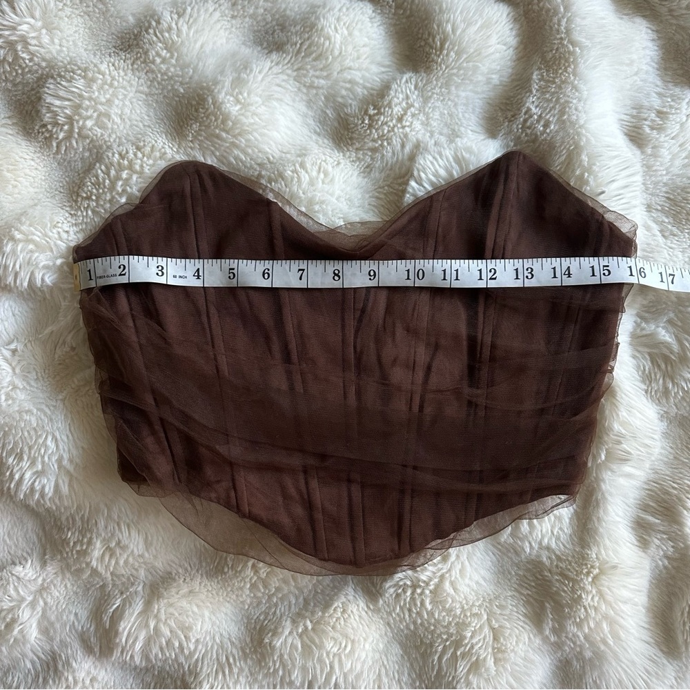 Zara Tulle corset crop top in Brown Medium - Picture 11 of 13